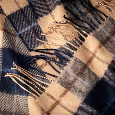 Merino Luxury Wool Scarf Navy Check 30x180cm