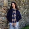 Merino Luxury Wool Scarf Navy Check 30x180cm