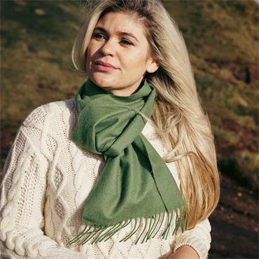 Merino Luxury Wool Scarf Green 30x180cm