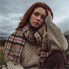 Merino Luxury Wool Scarf  Camel Tartan 30x180cm
