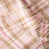 Merino Luxury Wool Scarf Pink Check 30x180cm