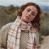 Merino Luxury Wool Scarf Pink Check 30x180cm