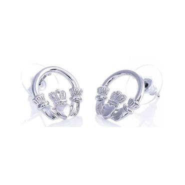 Silver Claddagh Earrings Pair