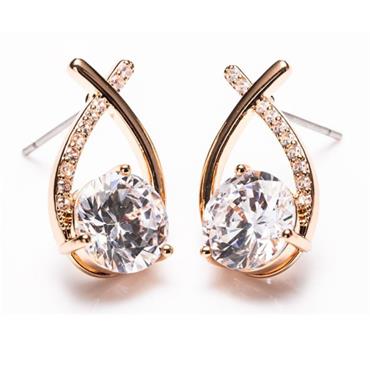 Gold Cross Diamond Earrings