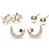 Gold Sun, Moon & Star Earrings Set