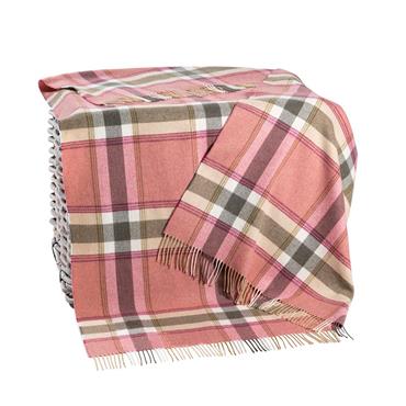 Lambswool Throw Pink Check 137x180cm