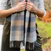 Merino Luxury Wool Scarf Grey Check 30x180cm