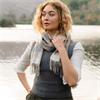 Merino Luxury Wool Scarf Grey Check 30x180cm