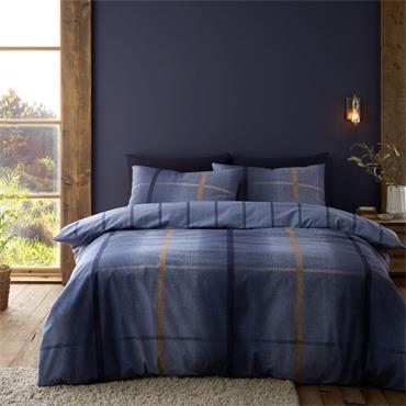 Brushed Melrose Tweed Duvet Set Blue Double