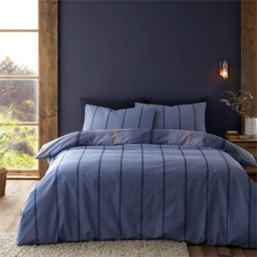 Brushed Melrose Tweed Duvet Set Blue Double
