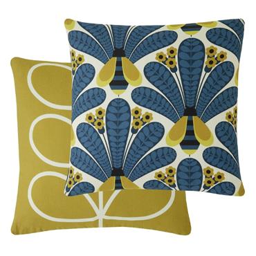 Bright Honey Bee Cushion - Navy