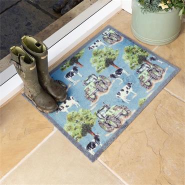 Farmyard Tractors and Cows Rug 65x85CM
