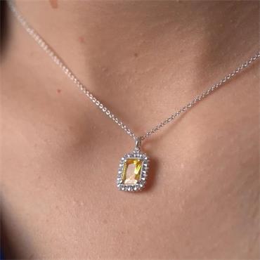 Rectangle Light Topaz Stone Pendant