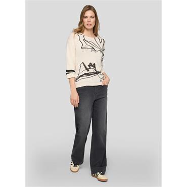 Abstract Print Sweater Cream 