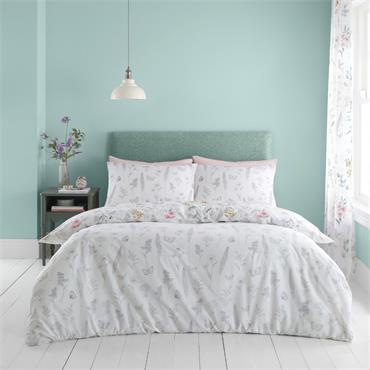 Emilia Floral Duvet Set White