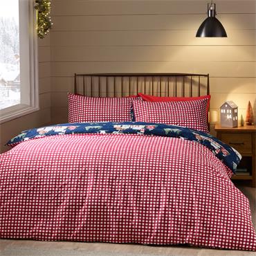 Christmas Ski Village Duvet Set Blue