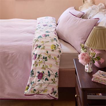 Climbing Rose Stripe Duvet Set Pink