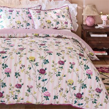 Climbing Rose Stripe Duvet Set Pink