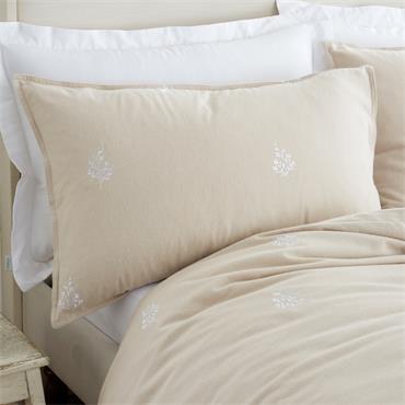 Brushed Embroidery Leaf Duvet Set Natural
