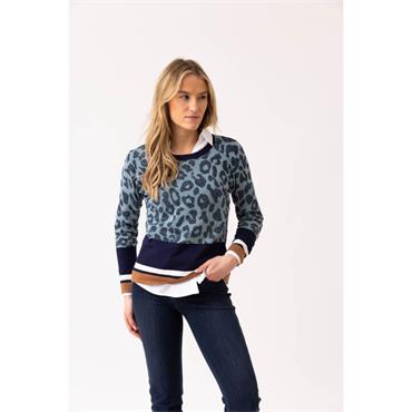 Animal Print Sweater Blue