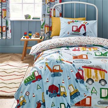 Digger Dreams Duvet Set Blue