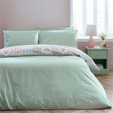 Folk Patchwork Duvet Set Green