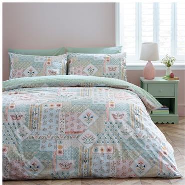 Folk Patchwork Duvet Set Green