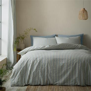 Cotton Rich Woven Stripe Duvet Set Blue