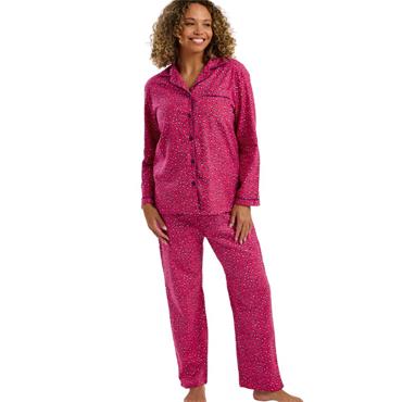 Animal Print Flannelette Pyjama Set Cerise