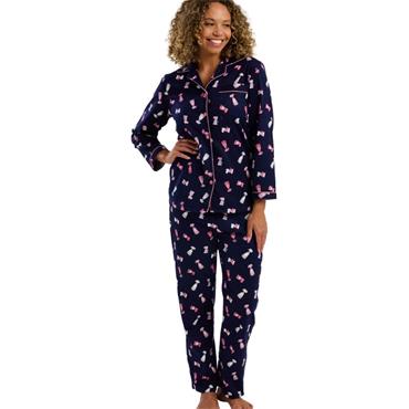 Cute Dog Flannelette Pyjama Set Navy