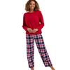 Long Sleeve Pure Cotton Checked Pyjama Set Cerise