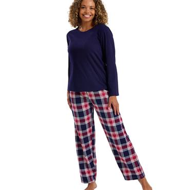 Long Sleeve Pure Cotton Checked Pyjama Set Navy