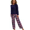 Long Sleeve Pure Cotton Checked Pyjama Set Navy