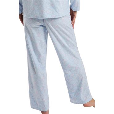 Delicate Floral Fleece Pyjama Set Blue