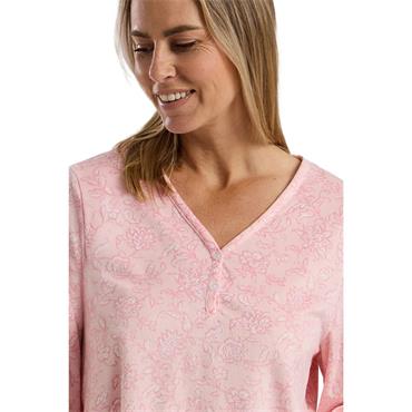 Delicate Floral Fleece Pyjama Set Pink