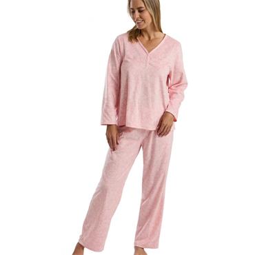 Delicate Floral Fleece Pyjama Set Pink