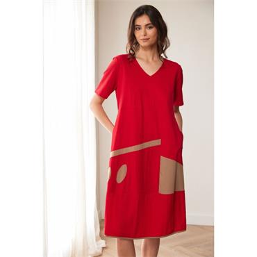 Oval Cut Out Dress Red