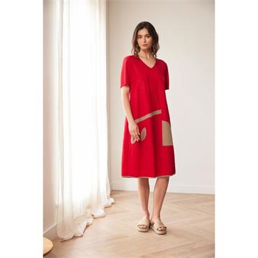 Oval Cut Out Dress Red