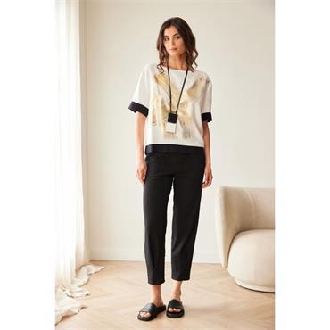 Metallic Brush Top Ecru