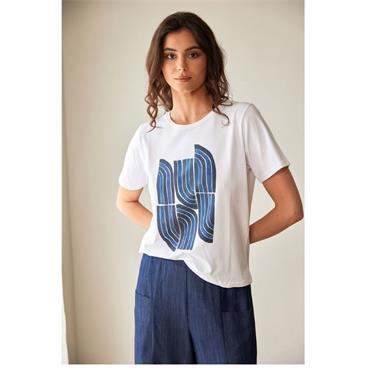 Line Print T-Shirt White