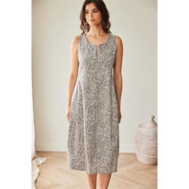Sleeveless Print Technical Dress Taupe