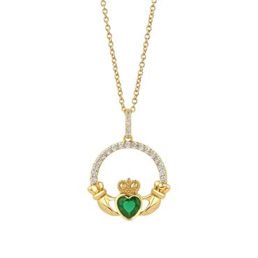 Emerald Green Claddagh Pendant