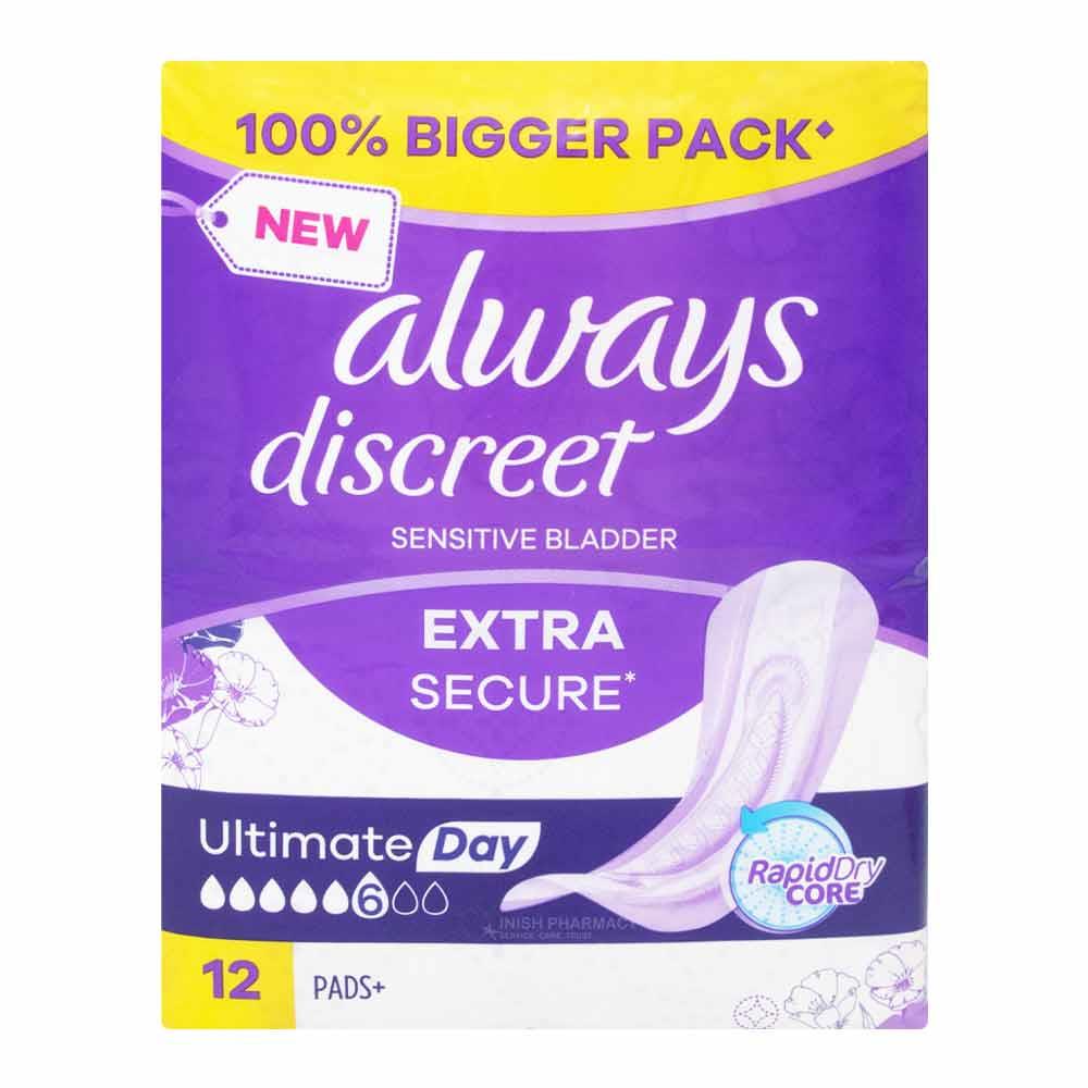 Always Discreet Ultimate Day Pads 12 Pack Inish Pharmacy Ireland