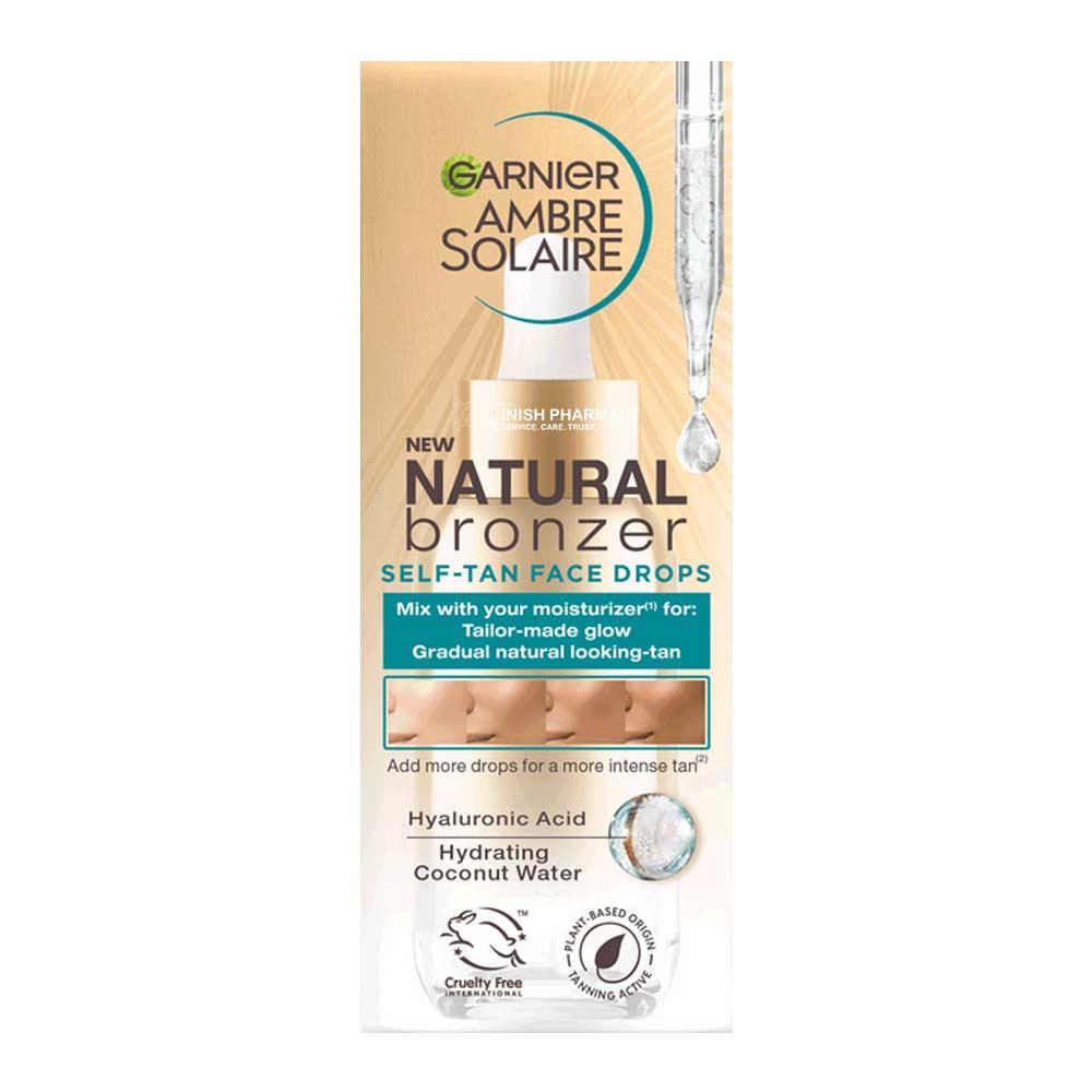 Garnier Ambre Solaire Natural Bronzer Self Tan Face Drops 30ml Inish