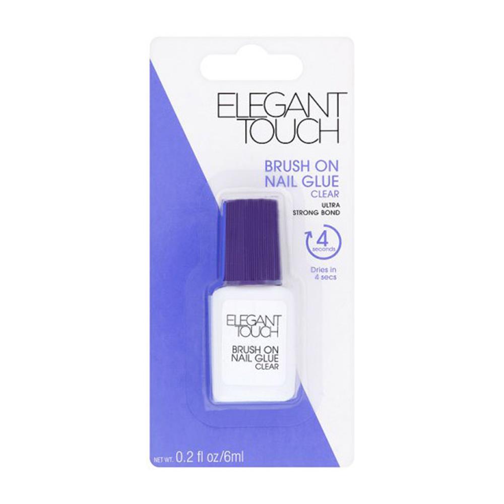 Elegant Touch Brush On Nail Glue Clear Ultra Strong Bond 6ml Inish