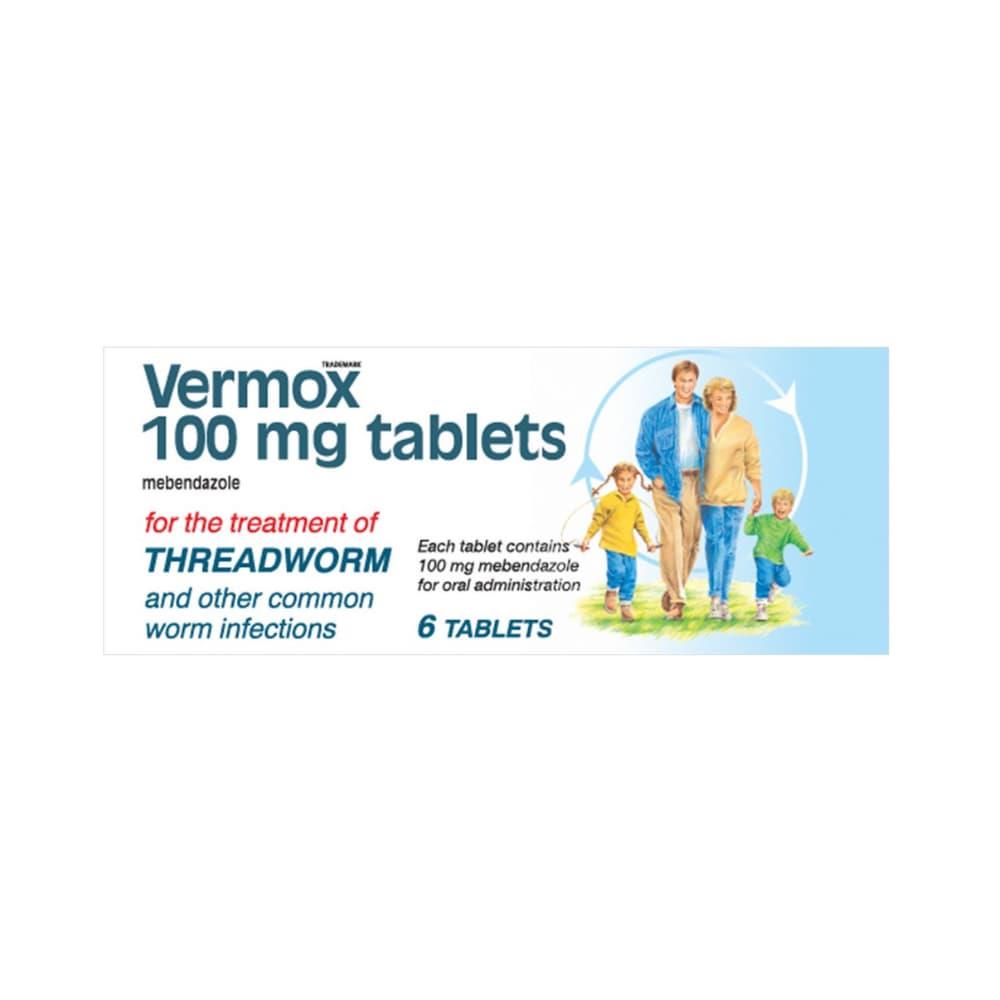 Vermox 100mg Mebendazole Tablets 6 Pack Inish Pharmacy Ireland