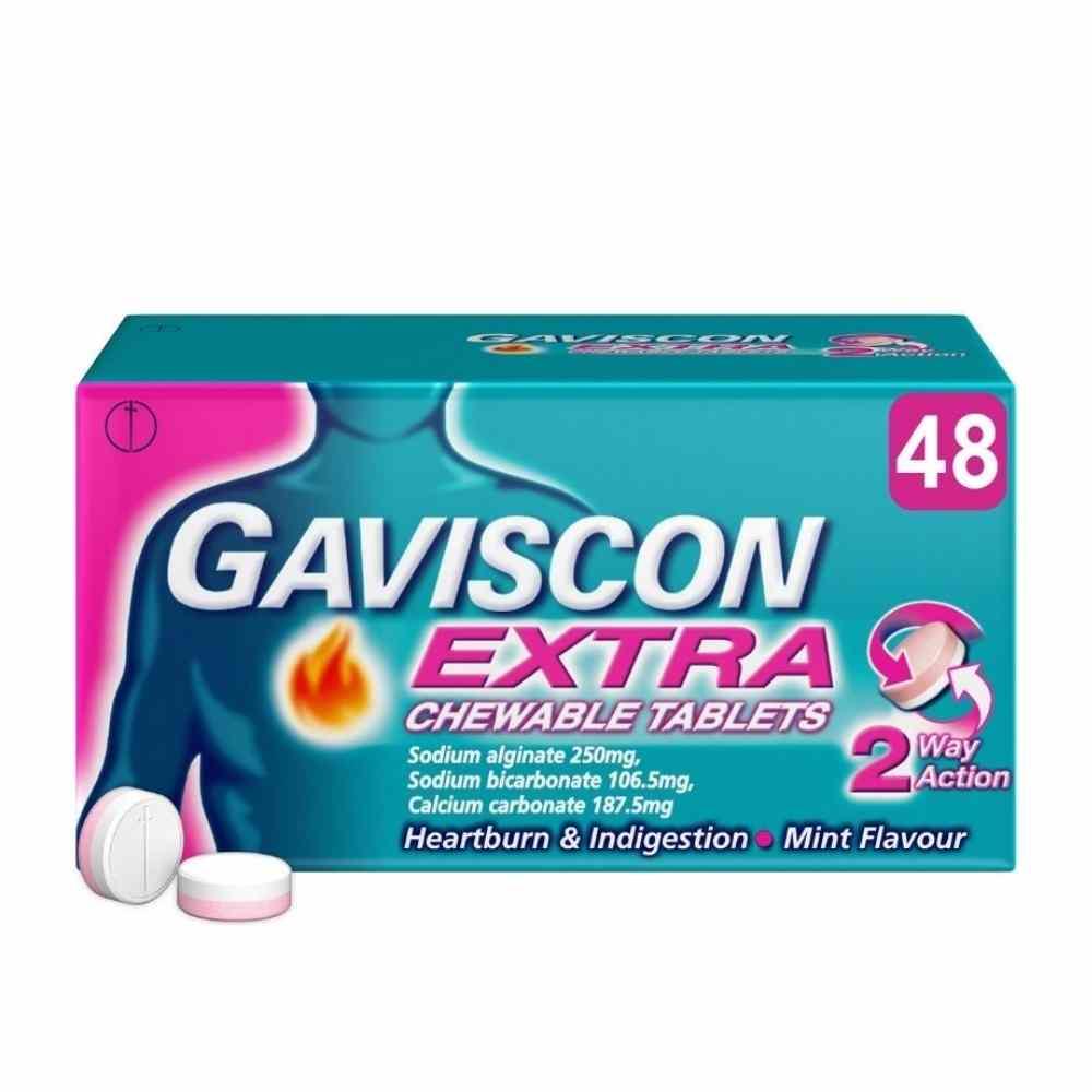 Gaviscon Extra Chewable Tablet Mint 48 Pack Inish Pharmacy Ireland