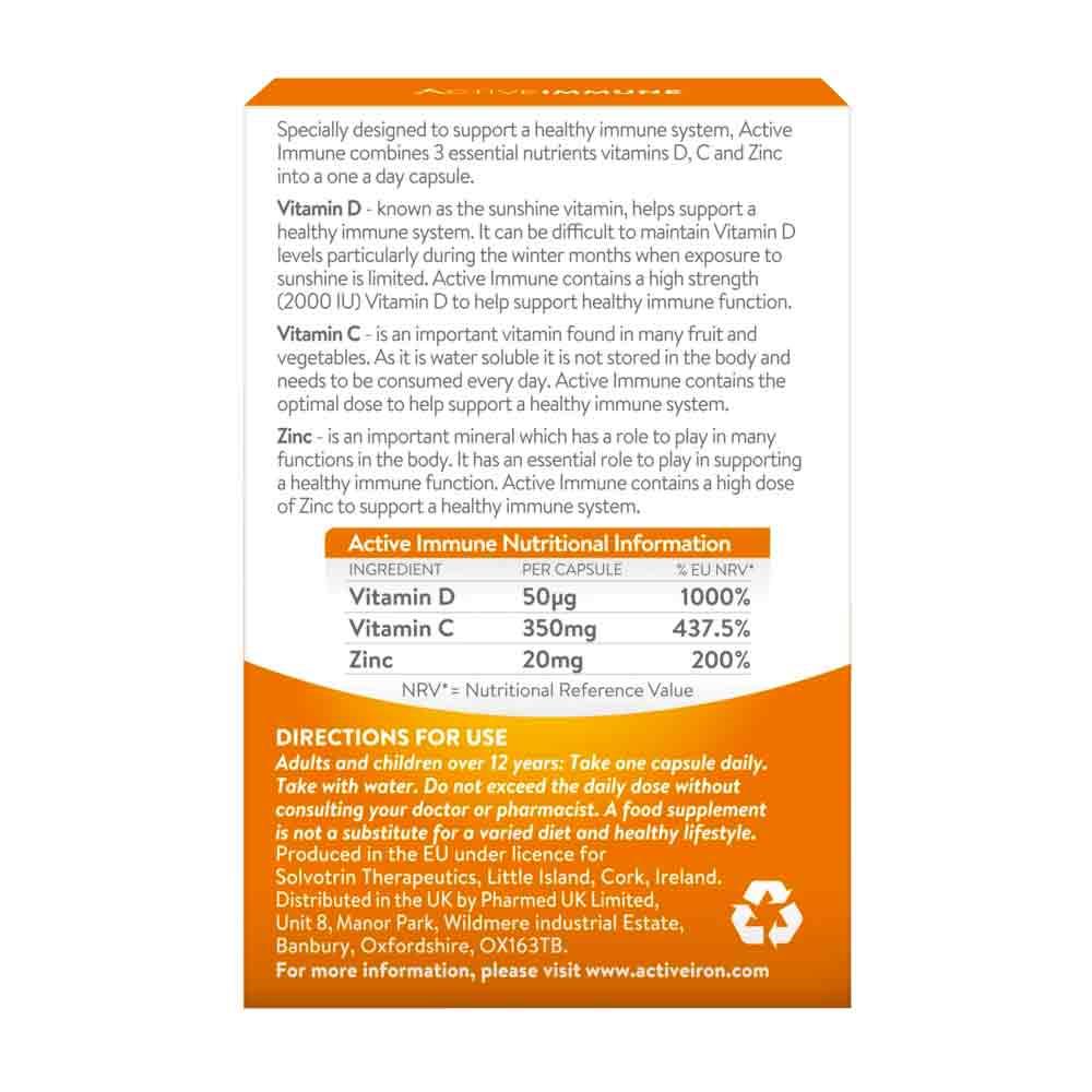 Active Immune Vitamin C D & Zinc Immunity Boost 30 Pack Inish