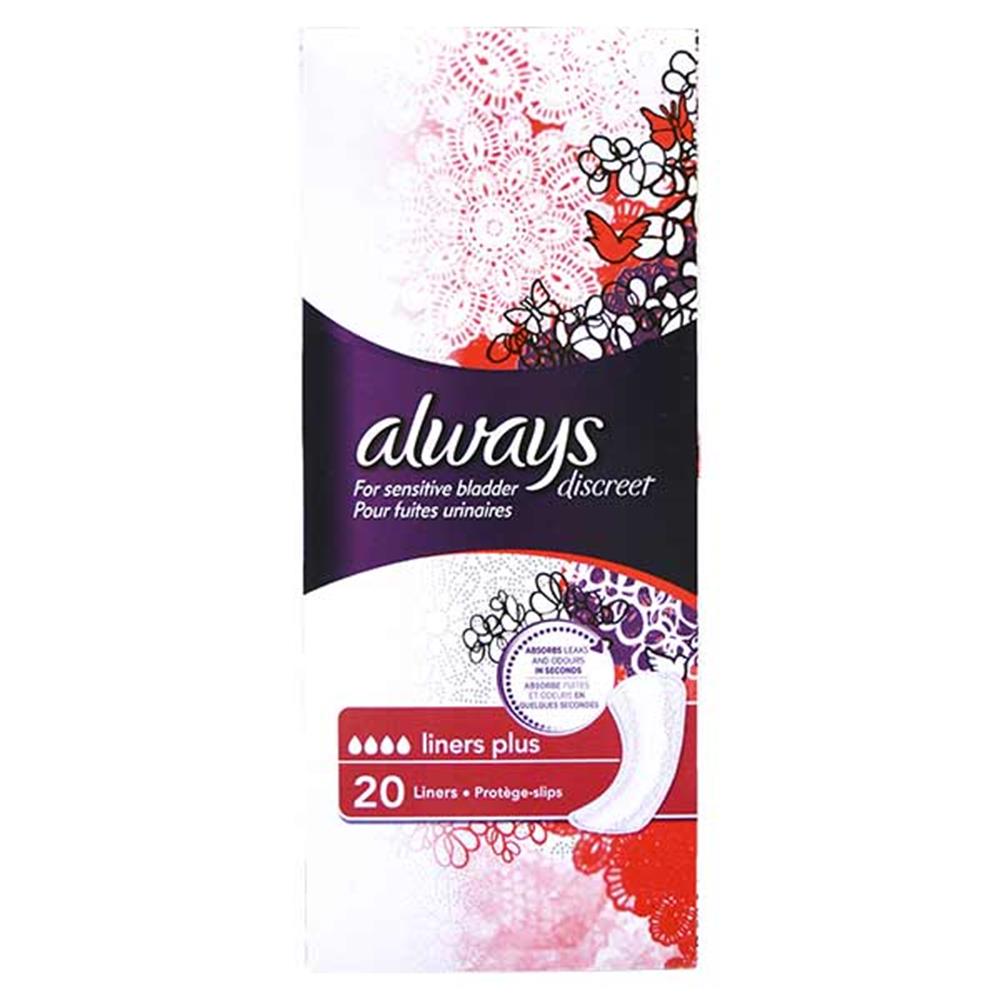 Always Discreet For Sensitive Bladder Liners Plus 20 Pack Inish
