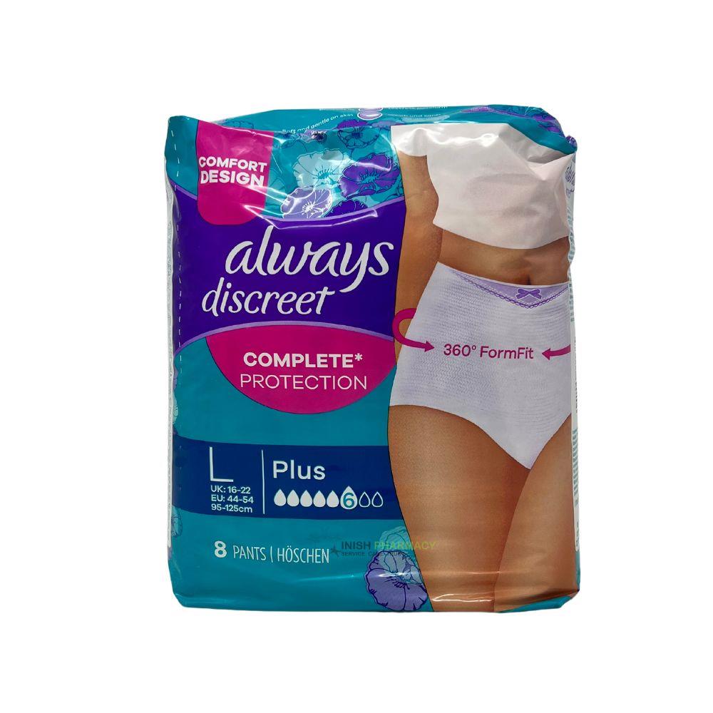 Always Discreet Underwear Plus Large 8 Pack Inish Pharmacy Ireland
